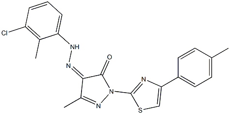 3-methyl-1-[4-(4-methylphenyl)-1,3-thiazol-2-yl]-1H-pyrazole-4,5-dione 4-[N-(3-chloro-2-methylphenyl)hydrazone] 구조식 이미지