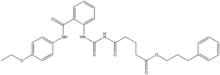 3-phenylpropyl 5-[({2-[(4-ethoxyanilino)carbonyl]anilino}carbothioyl)amino]-5-oxopentanoate Structure