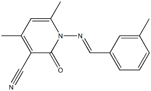 4,6-dimethyl-1-{[(E)-(3-methylphenyl)methylidene]amino}-2-oxo-1,2-dihydro-3-pyridinecarbonitrile 구조식 이미지