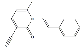 4,6-dimethyl-2-oxo-1-{[(E)-phenylmethylidene]amino}-1,2-dihydro-3-pyridinecarbonitrile 구조식 이미지