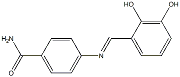 4-{[(E)-(2,3-dihydroxyphenyl)methylidene]amino}benzamide Structure