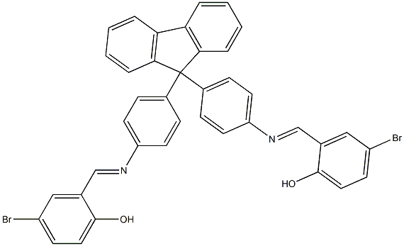 4-bromo-2-[({4-[9-(4-{[(E)-(5-bromo-2-hydroxyphenyl)methylidene]amino}phenyl)-9H-fluoren-9-yl]phenyl}imino)methyl]phenol 구조식 이미지