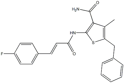 5-benzyl-2-{[(E)-3-(4-fluorophenyl)-2-propenoyl]amino}-4-methyl-3-thiophenecarboxamide 구조식 이미지