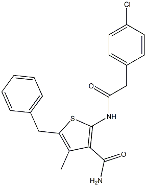 5-benzyl-2-{[2-(4-chlorophenyl)acetyl]amino}-4-methyl-3-thiophenecarboxamide 구조식 이미지