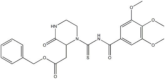 benzyl 2-(3-oxo-1-{[(3,4,5-trimethoxybenzoyl)amino]carbothioyl}-2-piperazinyl)acetate Structure