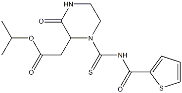 isopropyl 2-(3-oxo-1-{[(2-thienylcarbonyl)amino]carbothioyl}-2-piperazinyl)acetate 구조식 이미지