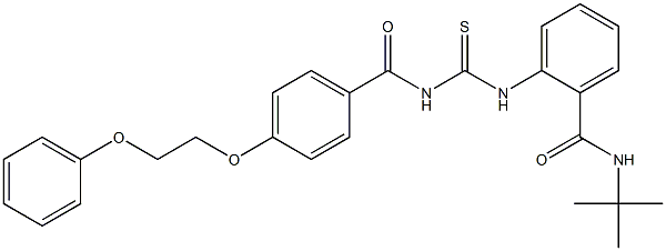 N-(tert-butyl)-2-[({[4-(2-phenoxyethoxy)benzoyl]amino}carbothioyl)amino]benzamide 구조식 이미지