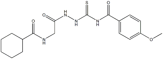 N-[(2-{2-[(cyclohexylcarbonyl)amino]acetyl}hydrazino)carbothioyl]-4-methoxybenzamide Structure