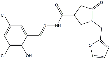 N'-[(E)-(3,5-dichloro-2-hydroxyphenyl)methylidene]-1-(2-furylmethyl)-5-oxo-3-pyrrolidinecarbohydrazide Structure