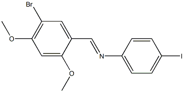 N-[(E)-(5-bromo-2,4-dimethoxyphenyl)methylidene]-N-(4-iodophenyl)amine 구조식 이미지