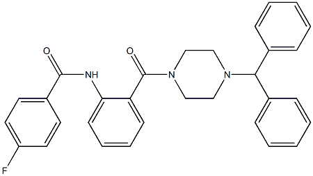 N-{2-[(4-benzhydryl-1-piperazinyl)carbonyl]phenyl}-4-fluorobenzamide Structure