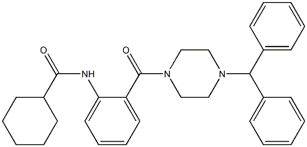 N-{2-[(4-benzhydryl-1-piperazinyl)carbonyl]phenyl}cyclohexanecarboxamide 구조식 이미지