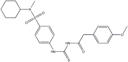 N-cyclohexyl-4-[({[2-(4-methoxyphenyl)acetyl]amino}carbothioyl)amino]-N-methylbenzenesulfonamide 구조식 이미지