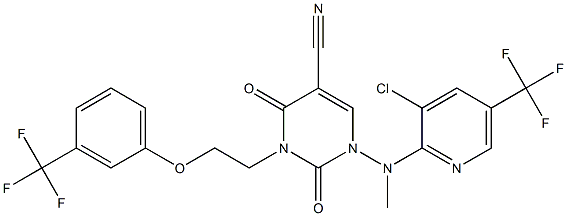 1-[[3-chloro-5-(trifluoromethyl)-2-pyridinyl](methyl)amino]-2,4-dioxo-3-{2-[3-(trifluoromethyl)phenoxy]ethyl}-1,2,3,4-tetrahydro-5-pyrimidinecarbonitrile Structure