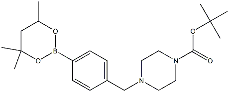 tert-Butyl 4-[4-(4,4,6-trimethyl-1,3,2-dioxaborinan-2-yl)benzyl]piperazine-1-carboxylate 구조식 이미지