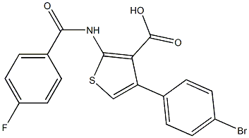 4-(4-Bromo-phenyl)-2-(4-fluoro-benzoylamino)-thiophene-3-carboxylic acid 구조식 이미지