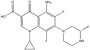 5-Amino-1-cyclopropyl-6,8-difluoro-1,4-dihydro-7-[(3S)-3-methyl-1-piperazinyl]-4-oxoquinoline-3-carboxylic acid Structure