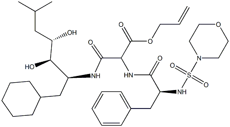 3-[[(1S,2R,3S)-1-(Cyclohexylmethyl)-2,3-dihydroxy-5-methylhexyl]amino]-3-oxo-2-[(S)-2-(4-morpholinylsulfonylamino)-3-phenylpropanoylamino]propionic acid allyl ester 구조식 이미지