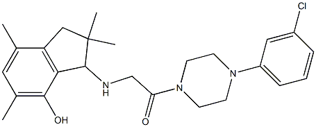 2,3-Dihydro-3-[2-[4-(3-chlorophenyl)-1-piperazinyl]-2-oxoethylamino]-2,2,5,7-tetramethyl-1H-inden-4-ol Structure