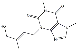 3-(4-Hydroxy-3-methyl-2-butenyl)-1,7-dimethylxanthine 구조식 이미지
