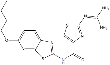 2-(Diaminomethyleneamino)-N-(6-butoxy-2-benzothiazolyl)thiazole-4-carboxamide Structure