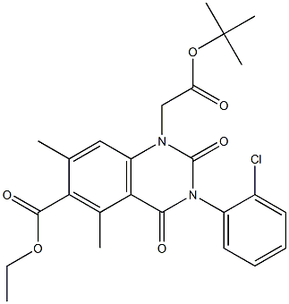 1,2,3,4-Tetrahydro-3-(2-chlorophenyl)-1-tert-butoxycarbonylmethyl-5,7-dimethyl-2,4-dioxoquinazoline-6-carboxylic acid ethyl ester Structure