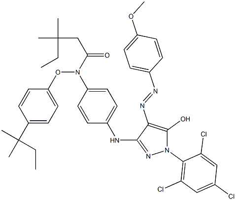 1-(2,4,6-Trichlorophenyl)-3-[4-(2,4-di-tert-pentylphenoxyacetylamino)anilino]-4-(p-methoxyphenylazo)-1H-pyrazol-5-ol Structure