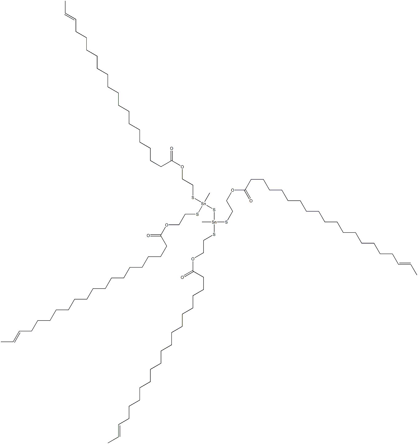 Bis[methylbis[[2-(17-nonadecenylcarbonyloxy)ethyl]thio]stannyl] sulfide Structure