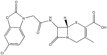 7-[[[(2,3-Dihydro-2-oxo-6-chlorobenzoxazol)-3-yl]acetyl]amino]-3-methylcepham-3-ene-4-carboxylic acid Structure