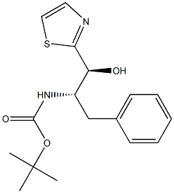 (1S,2S)-2-(tert-Butyloxycarbonylamino)-1-(2-thiazolyl)-3-phenylpropan-1-ol Structure