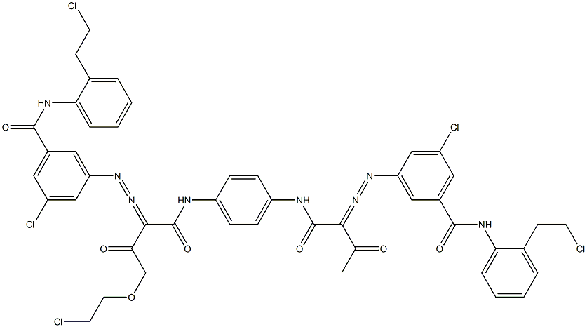 3,3'-[2-[(2-Chloroethyl)oxy]-1,4-phenylenebis[iminocarbonyl(acetylmethylene)azo]]bis[N-[2-(2-chloroethyl)phenyl]-5-chlorobenzamide] 구조식 이미지