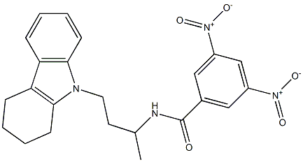 3,5-Dinitro-N-[1-methyl-3-(1,2,3,4-tetrahydro-9H-carbazol-9-yl)propyl]benzamide 구조식 이미지