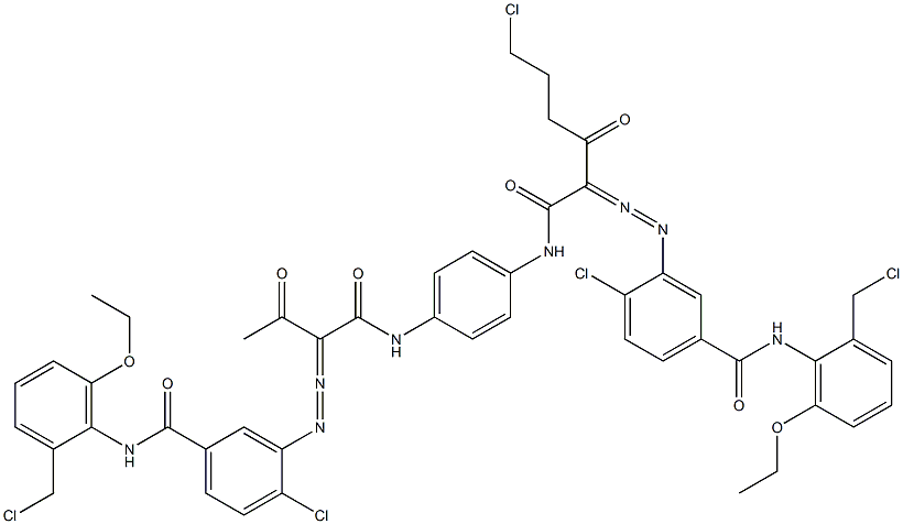 3,3'-[2-(2-Chloroethyl)-1,4-phenylenebis[iminocarbonyl(acetylmethylene)azo]]bis[N-[2-(chloromethyl)-6-ethoxyphenyl]-4-chlorobenzamide] Structure