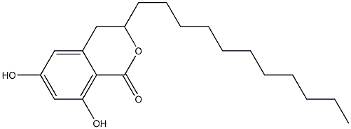 3,4-Dihydro-6,8-dihydroxy-3-(undecyl)-1H-2-benzopyran-1-one 구조식 이미지