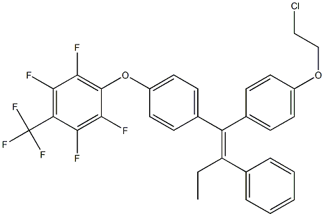 (E)-1-[4-(2-Chloroethoxy)phenyl]-1-[4-[2,3,5,6-tetrafluoro-4-(trifluoromethyl)phenoxy]phenyl]-2-phenyl-1-butene 구조식 이미지