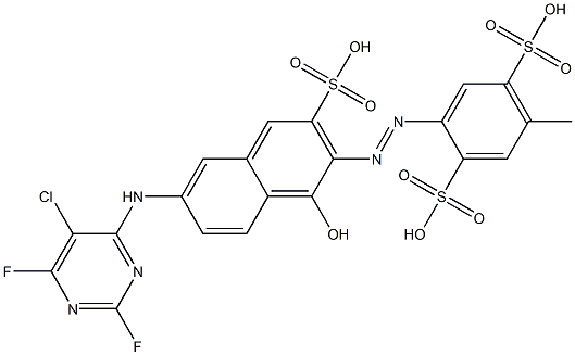 1-Hydroxy-2-(2,5-disulfo-4-methylphenylazo)-6-(5-chloro-2,6-difluoropyrimidin-4-yl)amino-3-naphthalenesulfonic acid Structure