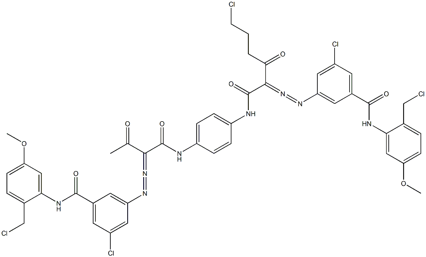 3,3'-[2-(2-Chloroethyl)-1,4-phenylenebis[iminocarbonyl(acetylmethylene)azo]]bis[N-[2-(chloromethyl)-5-methoxyphenyl]-5-chlorobenzamide] Structure