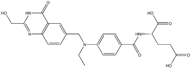 (2S)-2-[4-[N-[(3,4-Dihydro-2-hydroxymethyl-4-oxoquinazolin)-6-ylmethyl]-N-ethylamino]benzoylamino]glutaric acid 구조식 이미지