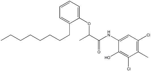 2-[2-(2-Octylphenoxy)propanoylamino]-4,6-dichloro-5-methylphenol 구조식 이미지