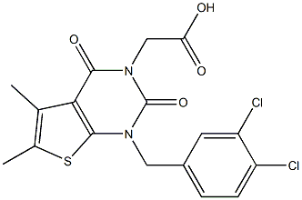 1-(3,4-Dichlorobenzyl)-1,2,3,4-tetrahydro-5,6-dimethyl-2,4-dioxothieno[2,3-d]pyrimidine-3-acetic acid 구조식 이미지