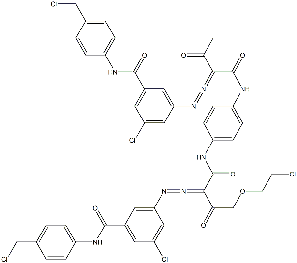 3,3'-[2-[(2-Chloroethyl)oxy]-1,4-phenylenebis[iminocarbonyl(acetylmethylene)azo]]bis[N-[4-(chloromethyl)phenyl]-5-chlorobenzamide] 구조식 이미지