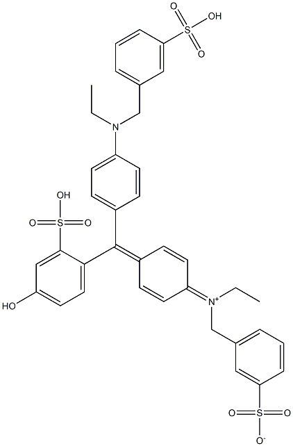 N-Ethyl-N-[4-[[4-[ethyl[(3-sulfophenyl)methyl]amino]phenyl](4-hydroxy-2-sulfophenyl)methylene]-2,5-cyclohexadien-1-ylidene]-3-sulfonatobenzenemethanaminium 구조식 이미지