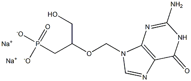 2-[[(2-Amino-1,9-dihydro-6-oxo-6H-purin)-9-yl]methoxy]-3-hydroxypropylphosphonic acid disodium salt 구조식 이미지
