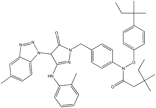 1-[4-(2,4-Di-tert-pentylphenoxyacetylamino)benzyl]-3-(2-methylanilino)-4-(5-methyl-1H-benzotriazol-1-yl)-5(4H)-pyrazolone Structure