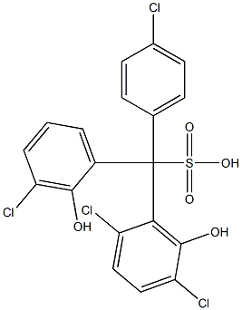 (4-Chlorophenyl)(3-chloro-2-hydroxyphenyl)(2,5-dichloro-6-hydroxyphenyl)methanesulfonic acid 구조식 이미지