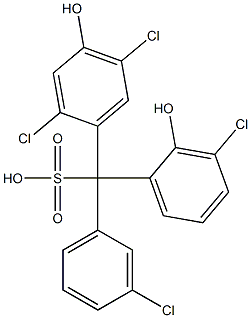 (3-Chlorophenyl)(3-chloro-2-hydroxyphenyl)(2,5-dichloro-4-hydroxyphenyl)methanesulfonic acid 구조식 이미지