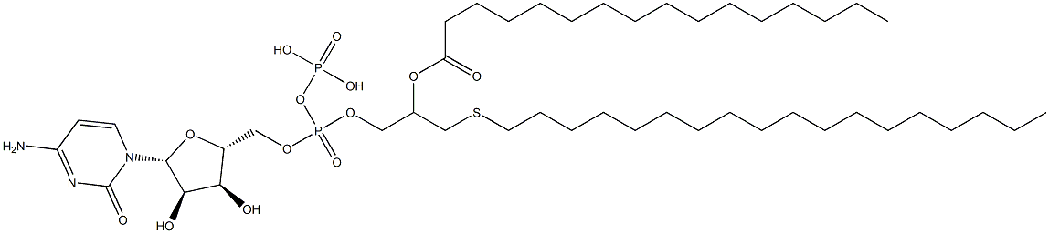 Cytidine 5'-diphosphoric acid P1-(3-octadecylthio-2-hexadecanoyloxypropyl) ester Structure