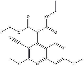 (3-Cyano-7-methoxy-2-methylthio-4-quinolinyl)malonic acid diethyl ester 구조식 이미지