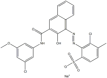 3-Chloro-4-methyl-2-[[3-[[(3-chloro-5-methoxyphenyl)amino]carbonyl]-2-hydroxy-1-naphtyl]azo]benzenesulfonic acid sodium salt Structure