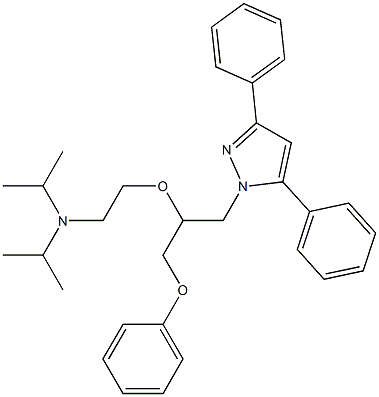 1-[3-Phenoxy-2-[2-(diisopropylamino)ethoxy]propyl]-3,5-diphenyl-1H-pyrazole 구조식 이미지